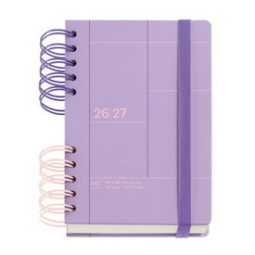 Agendas escolares AGENDA ESCOLAR (2026-27) MIQUELRIUS BACK TO BASICS WIRE-O tapa EXTRA con GOMA ACTIVA 8º 126x178 D/P MALVA