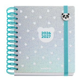 Agendas escolares AGENDA ESCOLAR (2026-27) MIQUELRIUS BACK2FUN WIRE-O tapa EXTRA con GOMA  155x180 D/P SILVER PANDA