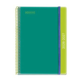 Agendas escolares AGENDA ESCOLAR (2026-27) MIQUELRIUS COLLEGE ESPIRAL tapa PP con GOMA PLUS 4º 150x213 D/P C/GOMA DUO GREEN/LIME
