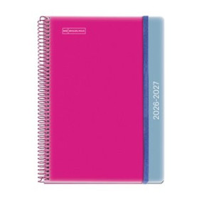 Agendas escolares AGENDA ESCOLAR (2026-27) MIQUELRIUS COLLEGE ESPIRAL tapa PP con GOMA PLUS 4º 150x213 D/P C/GOMA DUO PINK-BLUE