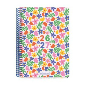 Agendas escolares AGENDA ESCOLAR (2026-27) MIQUELRIUS JUNIOR ESPIRAL tapa EXTRA PLUS 4º 150x213 S/V APAIS. FLOWERY