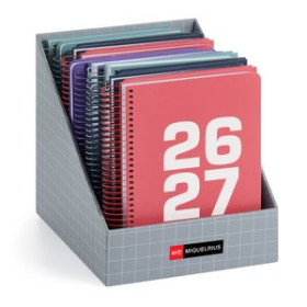 Agendas escolares AGENDA ESCOLAR (2026-27) MIQUELRIUS SCHOOL BASIC ESPIRAL tapa EXTRA PLUS 4º 150x213 SURTIDO EXPOSITOR DE 12