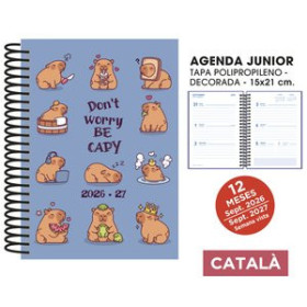 Agendas escolares AGENDA ESCOLAR (2026-27) SENFORT CATALAN JUNIOR DECORADA ESPIRAL tapa PVC 150x210 S/V CAPIBARA