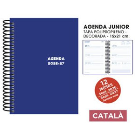 Agendas escolares AGENDA ESCOLAR (2026-27) SENFORT CATALAN JUNIOR ESPIRAL tapa PVC 150x210 S/V AZUL