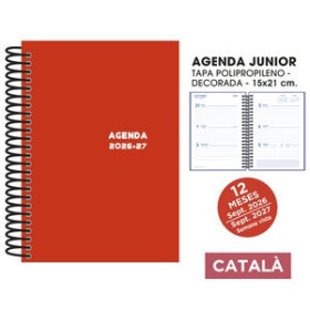 Agendas escolares AGENDA ESCOLAR (2026-27) SENFORT CATALAN JUNIOR ESPIRAL tapa PVC 150x210 S/V ROJO
