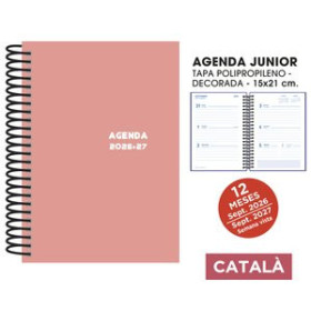 Agendas escolares AGENDA ESCOLAR (2026-27) SENFORT CATALAN JUNIOR ESPIRAL tapa PVC 150x210 S/V ROSA