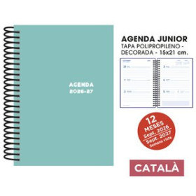 Agendas escolares AGENDA ESCOLAR (2026-27) SENFORT CATALAN JUNIOR ESPIRAL tapa PVC 150x210 S/V TURQUESA