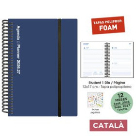 Agendas escolares AGENDA ESCOLAR (2026-27) SENFORT CATALAN STUDENT FOAM ESPIRAL tapa PP con GOMA 120x170 D/P AZUL