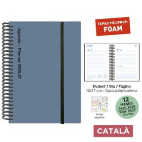 Agendas escolares AGENDA ESCOLAR (2026-27) SENFORT CATALAN STUDENT FOAM ESPIRAL tapa PP con GOMA 120x170 D/P PLOMO