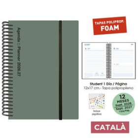 Agendas escolares AGENDA ESCOLAR (2026-27) SENFORT CATALAN STUDENT FOAM ESPIRAL tapa PP con GOMA 120x170 D/P VERDE