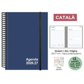 Agendas escolares AGENDA ESCOLAR (2026-27) SENFORT CATALAN STUDENT UNICOLOR ESPIRAL tapa PP con GOMA 120x170 D/P AZUL