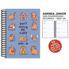 Agendas escolares AGENDA ESCOLAR (2026-27) SENFORT JUNIOR DECORADA ESPIRAL tapa PVC 150x210 S/V CAPIBARA