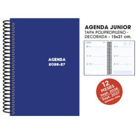 Agendas escolares AGENDA ESCOLAR (2026-27) SENFORT JUNIOR ESPIRAL tapa PVC 150x210 S/V AZUL