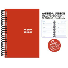 Agendas escolares AGENDA ESCOLAR (2026-27) SENFORT JUNIOR ESPIRAL tapa PVC 150x210 S/V ROJO
