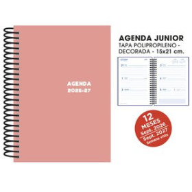 Agendas escolares AGENDA ESCOLAR (2026-27) SENFORT JUNIOR ESPIRAL tapa PVC 150x210 S/V ROSA