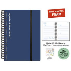 Agendas escolares AGENDA ESCOLAR (2026-27) SENFORT STUDENT FOAM ESPIRAL tapa PP con GOMA 120x170 D/P AZUL