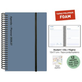 Agendas escolares AGENDA ESCOLAR (2026-27) SENFORT STUDENT FOAM ESPIRAL tapa PP con GOMA 120x170 D/P PLOMO