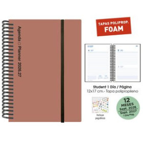 Agendas escolares AGENDA ESCOLAR (2026-27) SENFORT STUDENT FOAM ESPIRAL tapa PP con GOMA 120x170 D/P SIENA