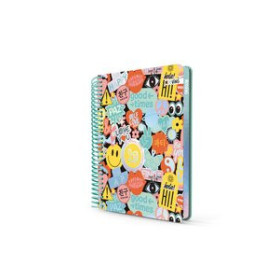 Blocs espiral tapa PP BLOC MOOVING PREMIUM tapa DURA 17x21.5cm 96h 80g CUAD.5x5 SMILE SURTIDO (2 mod.)