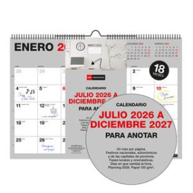 Calendarios murales y sobremesa CALENDARIO (2026-27) MIQUELRIUS 18 MESES PARED MENSUAL BASIC PARA ESCRIBIR A3 420x297