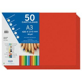 Cartulinas CARTULINA A3 DOHE 180g ROJO PAQUETE de 50