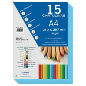 Cartulinas CARTULINA A4 DOHE 180g AZUL OCEANO PAQUETE de 15