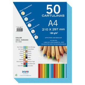 Cartulinas CARTULINA A4 DOHE 180g AZUL OCEANO PAQUETE de 50
