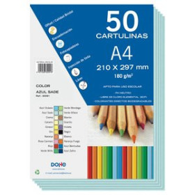 Cartulinas CARTULINA A4 DOHE 180g AZUL SADO PAQUETE de 50