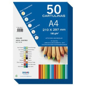 Cartulinas CARTULINA A4 DOHE 180g AZUL ZAFIRO PAQUETE de 50