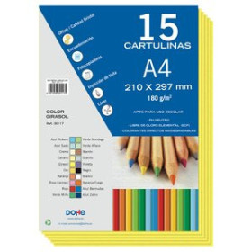 Cartulinas CARTULINA A4 DOHE 180g GIRASOL PAQUETE de 15