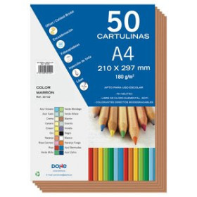 Cartulinas CARTULINA A4 DOHE 180g MARRON PAQUETE de 50