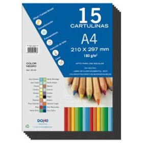 Cartulinas CARTULINA A4 DOHE 180g NEGRO PAQUETE de 15