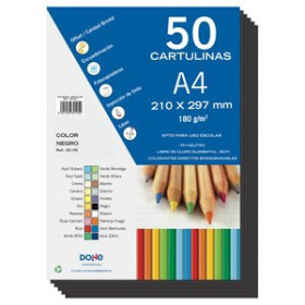 Cartulinas CARTULINA A4 DOHE 180g NEGRO PAQUETE de 50