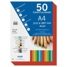 Cartulinas CARTULINA A4 DOHE 180g ROJO PAQUETE de 50