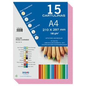 Cartulinas CARTULINA A4 DOHE 180g ROSA CARMESI PAQUETE de 15