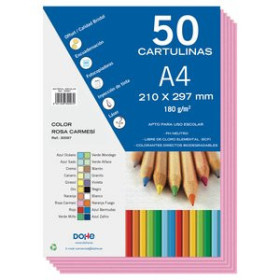 Cartulinas CARTULINA A4 DOHE 180g ROSA CARMESI PAQUETE de 50