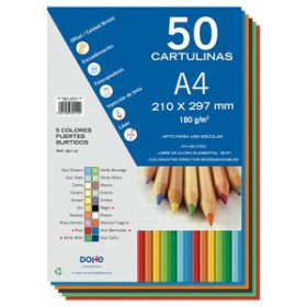 Cartulinas CARTULINA A4 DOHE 180g SURTIDO FUERTE PAQUETE de 50 (Rojo