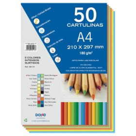 Cartulinas CARTULINA A4 DOHE 180g SURTIDO INTENSO PAQUETE de 50 (Azul Oceano