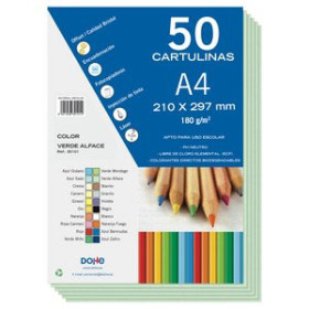 Cartulinas CARTULINA A4 DOHE 180g VERDE ALFACE PAQUETE de 50