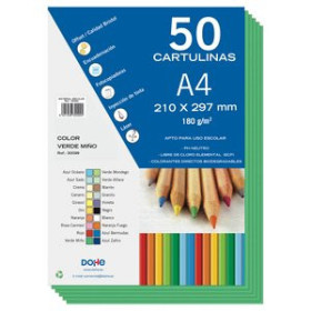 Cartulinas CARTULINA A4 DOHE 180g VERDE MIÑO PAQUETE de 50