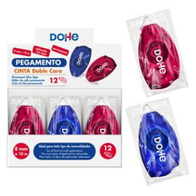 Cintas adhesivas doble cara CINTA ADHESIVA DOBLE CARA DOHE  ROLLER 8 mm x 10 m SURTIDO EXPOSITOR de 12