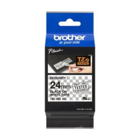 Cintas de rotular CINTA de ROTULAR BROTHER LAMINADA DE DSEGURIDAD 8m 24mm NEGRO sobre BLANCO