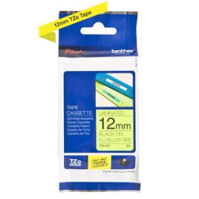 Cintas de rotular CINTA de ROTULAR BROTHER LAMINADA 5m 12mm NEGRO sobre AMARILLO FLUOR
