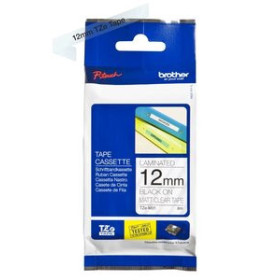 Cintas de rotular CINTA de ROTULAR BROTHER LAMINADA 8m 12mm TRANSPARENTE MATE sobre NEGRO