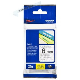 Cintas de rotular CINTA de ROTULAR BROTHER LAMINADA 8m 6mm NEGRO sobre TRANSPARENTE
