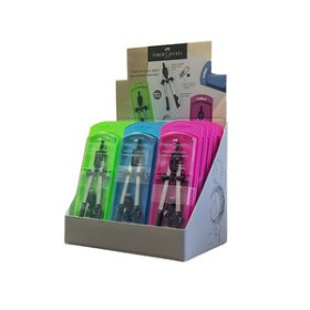 Compases COMPAS FABER-CASTELL AJUSTE RAPIDO COLORES NEON EXPOSITOR de 15