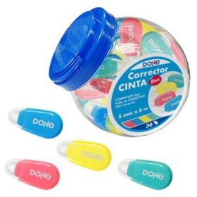 Correctores en cinta CORRECTOR CINTA DOHE MINI 5mm x 6 m. COLORES SURTIDOS BOMBONERA de 36