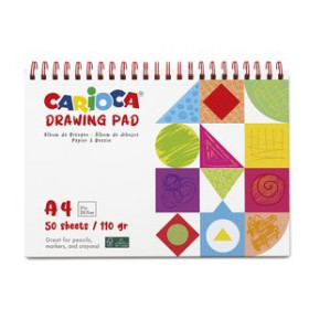 Papel técnicas secas: Blocs y láminas CUADERNO DE DIBUJO CARIOCA CON ESPIRAL GRANO FINO A4 110g 50h