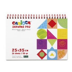 Papel técnicas secas: Blocs y láminas CUADERNO DE DIBUJO CARIOCA CON ESPIRAL GRANO FINO 25x35cm 110g 50h