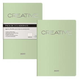 Cuadernos de notas CUADERNO DOHE CREATIVE A5 40h 90gr. LISO VERDE PACK de 2